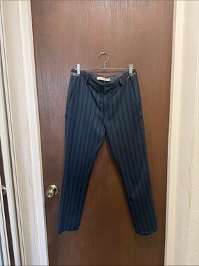 Zara Men's Dark Blue Pinstripe Dress Pants
